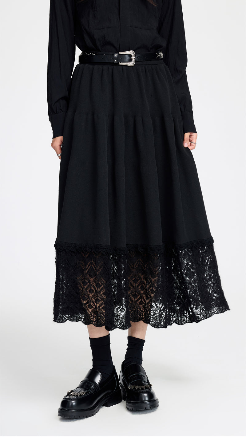 Knit Skirt With Mohair Hem