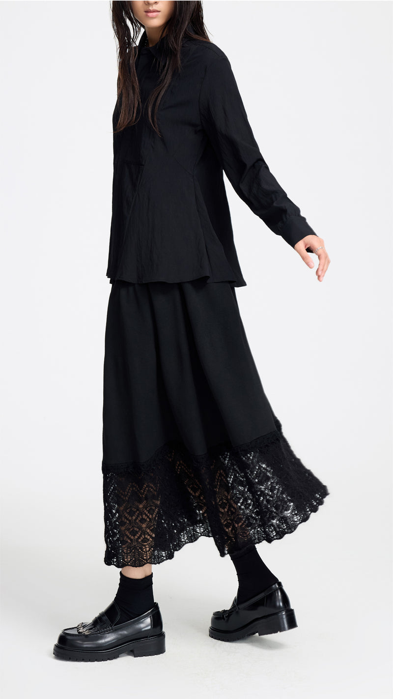 Knit Skirt With Mohair Hem