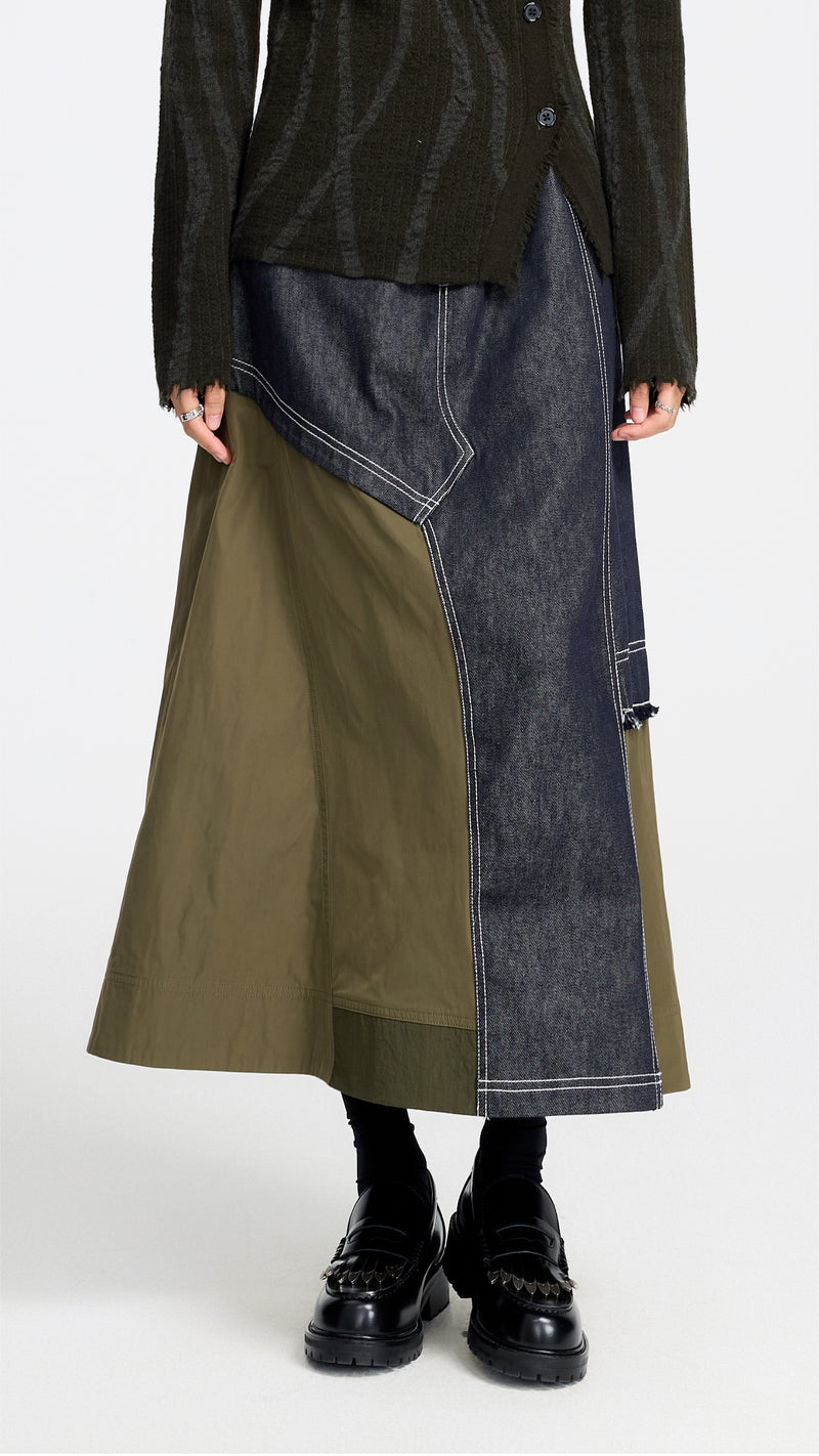 Rebuild Denim Army A-line Skirt