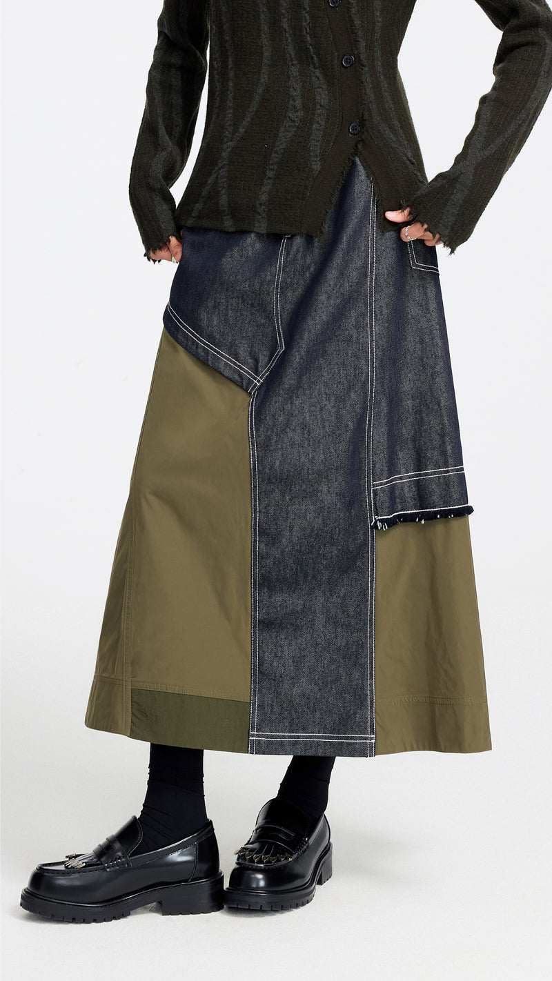 Rebuild Denim Army A-line Skirt