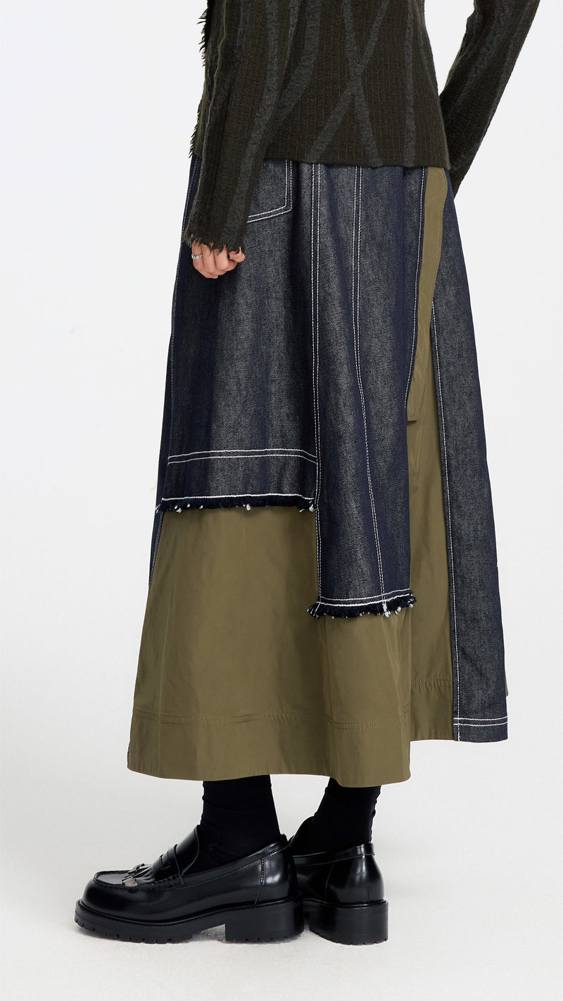 Rebuild Denim Army A-line Skirt