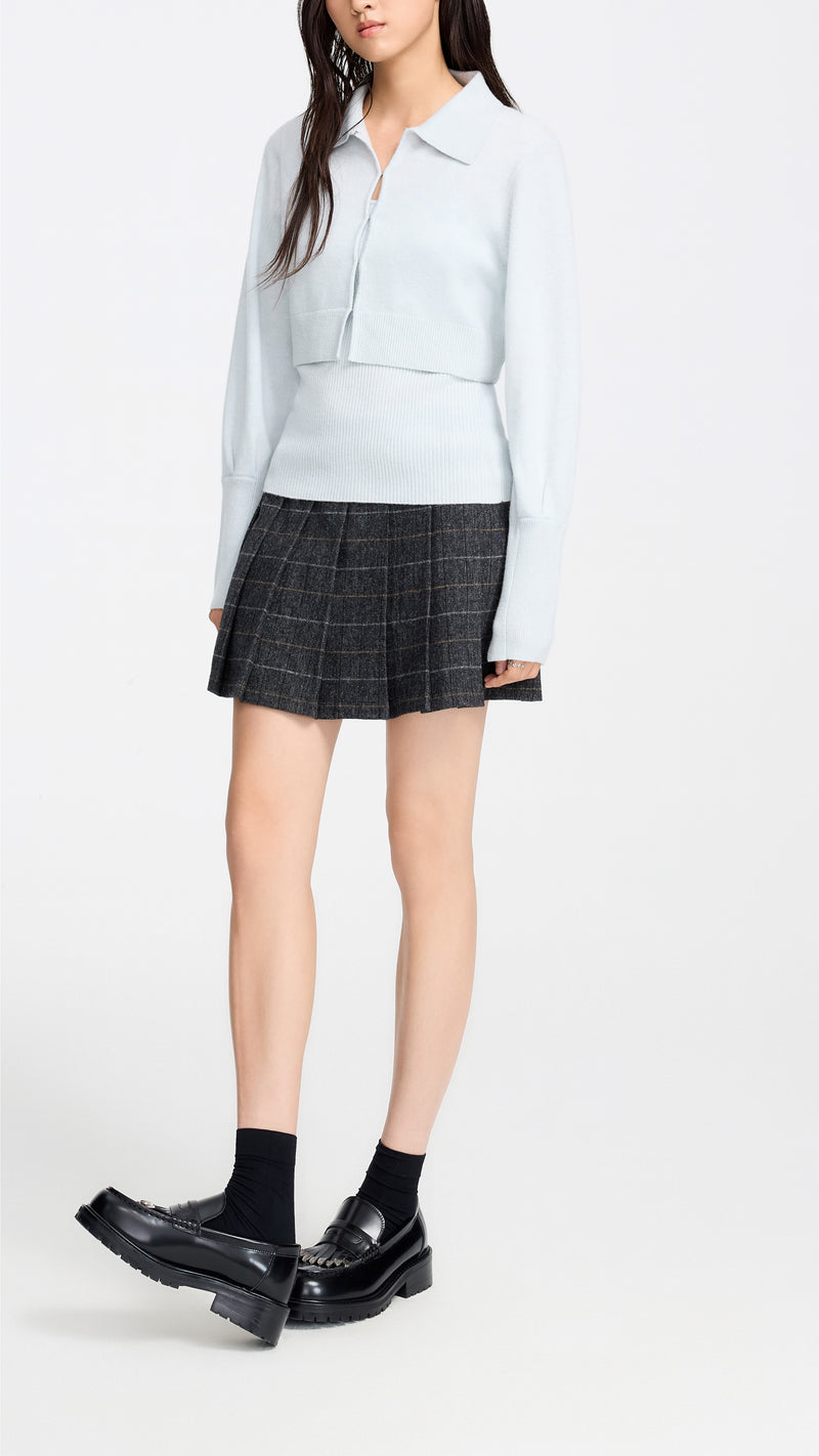 Woolen Pleated Skirt