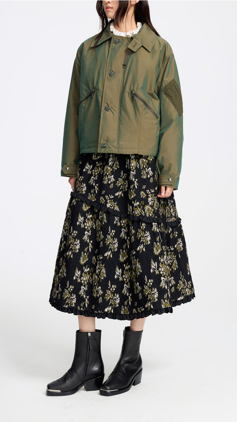 Floral Jacquard Midi Skirt