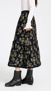 Floral Jacquard Midi Skirt