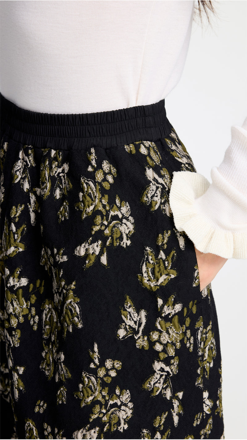 Floral Jacquard Midi Skirt