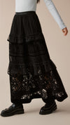 Tulle Patched Velour Lace Skirt