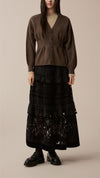 Tulle Patched Velour Lace Skirt
