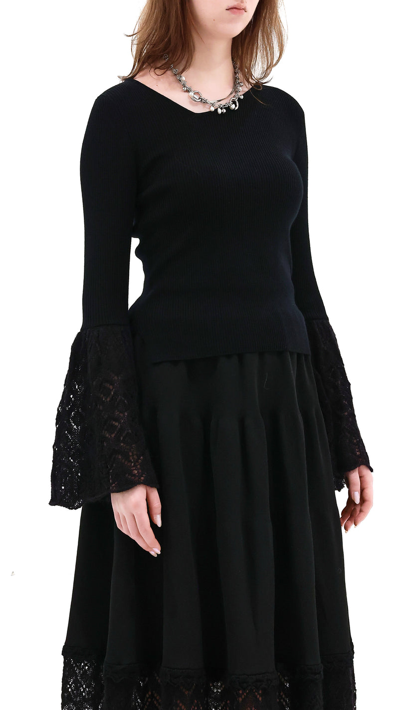 Sweater with Mohair Bell Shaped Sleeved