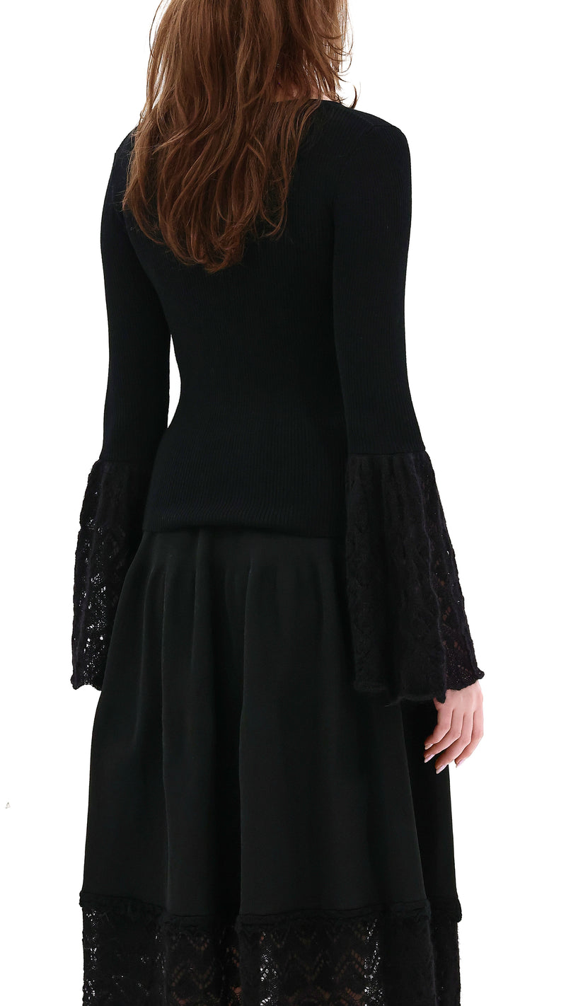 Sweater with Mohair Bell Shaped Sleeved