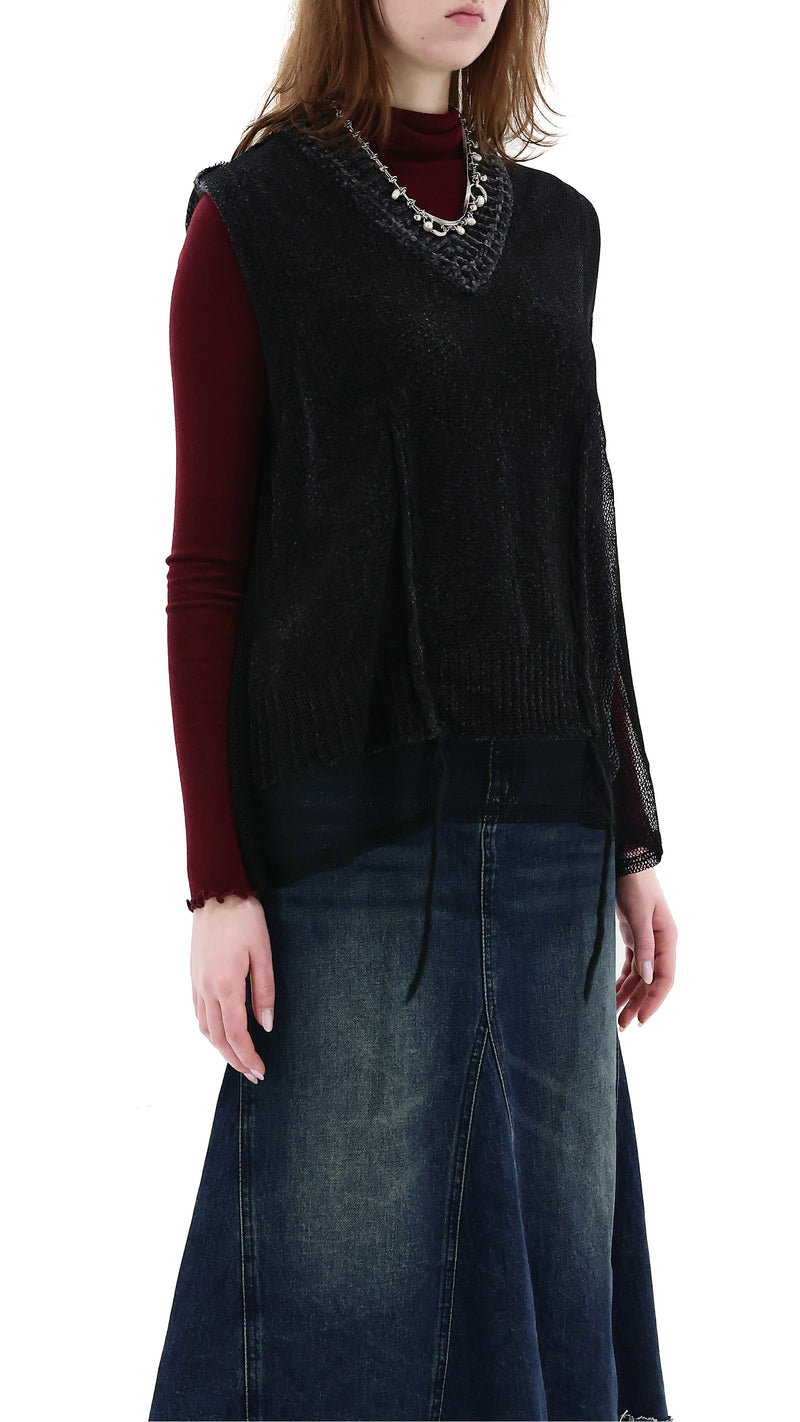 Mesh Covered Knit Vest