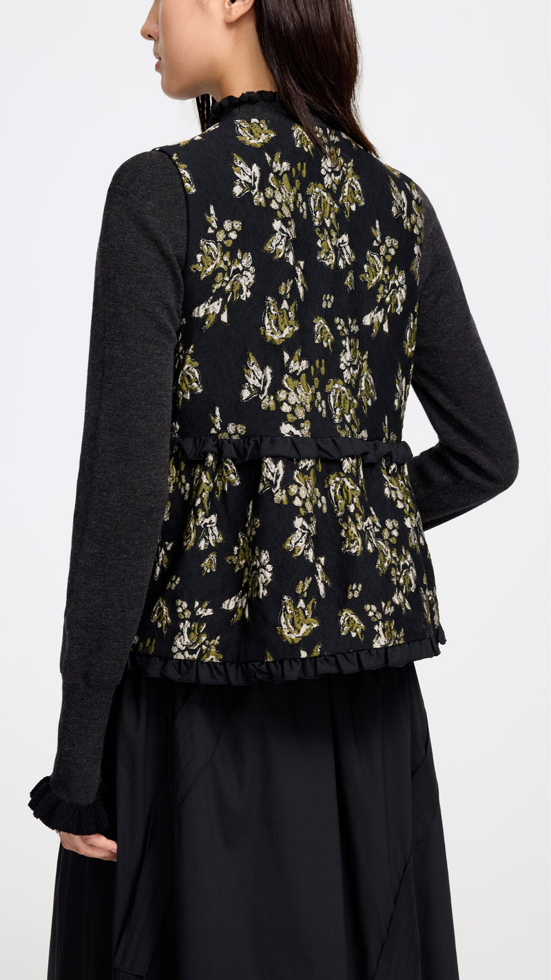 Floral Jacquard Tie String Vest