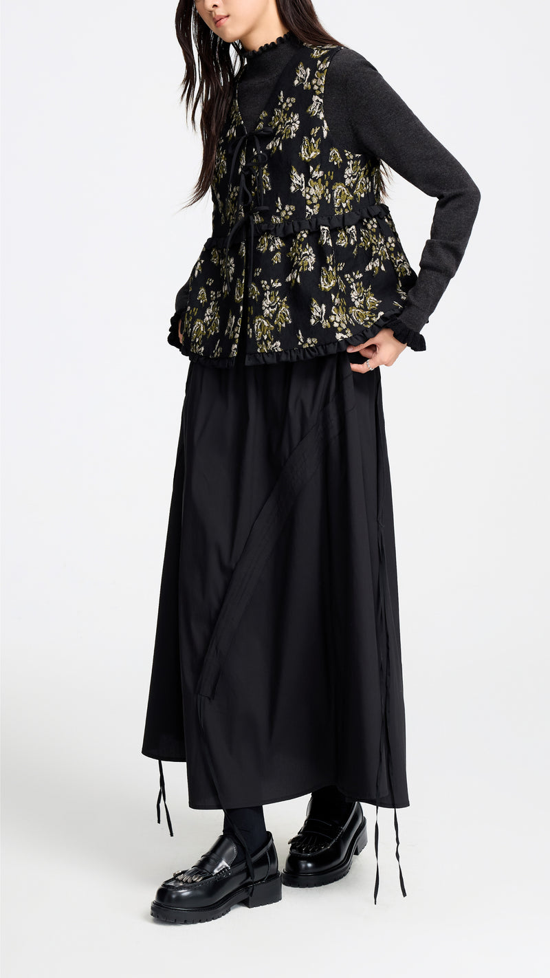Floral Jacquard Tie String Vest