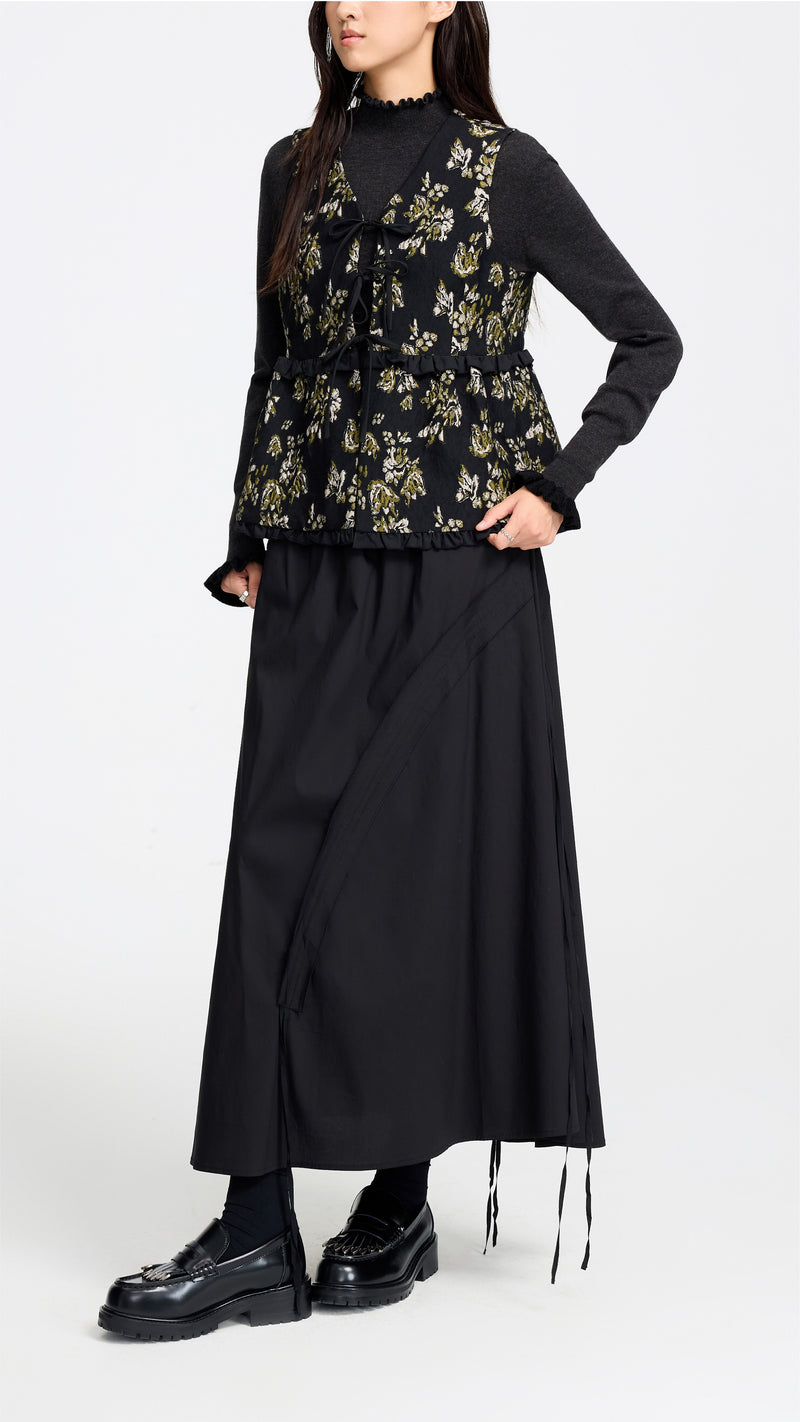 Floral Jacquard Tie String Vest