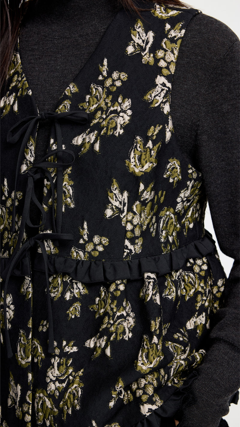 Floral Jacquard Tie String Vest