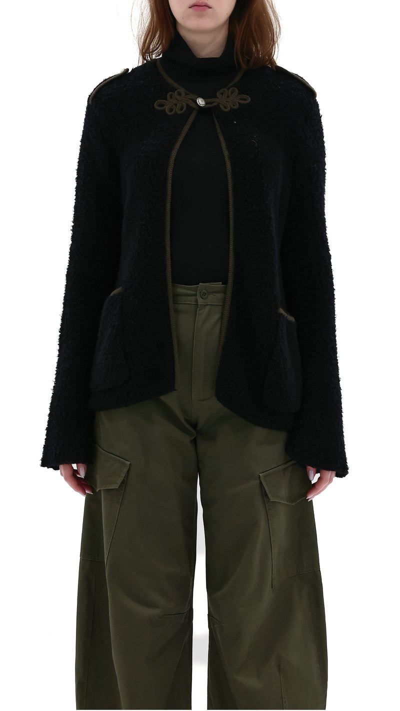 Knit Boiled Wool Like Cardigan