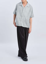 Dyed Cotton Leno Open Collar Short Sleeve Shirt