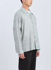 Dyed Cotton Leno Open Collar Long Sleeve Shirt