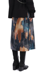 Watercolour Graphic Velour Printed Skirt