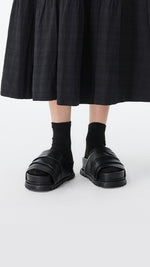Leather Platform Slides
