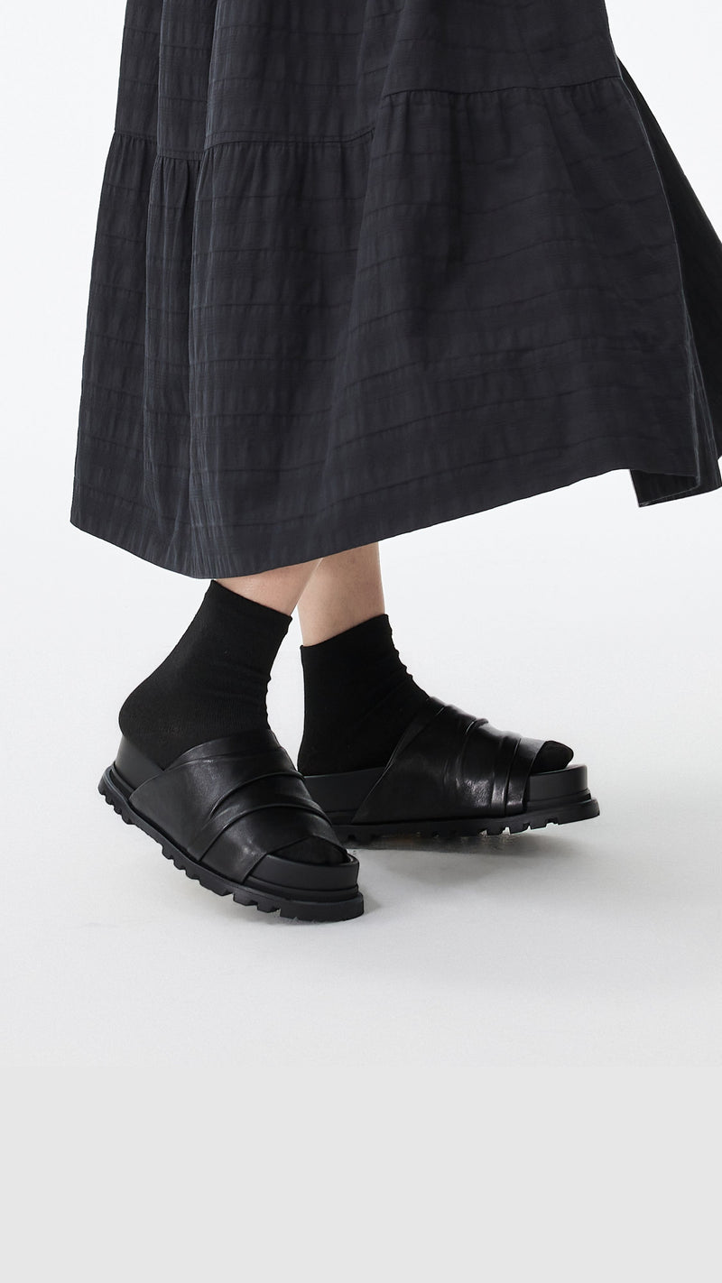 Leather Platform Slides