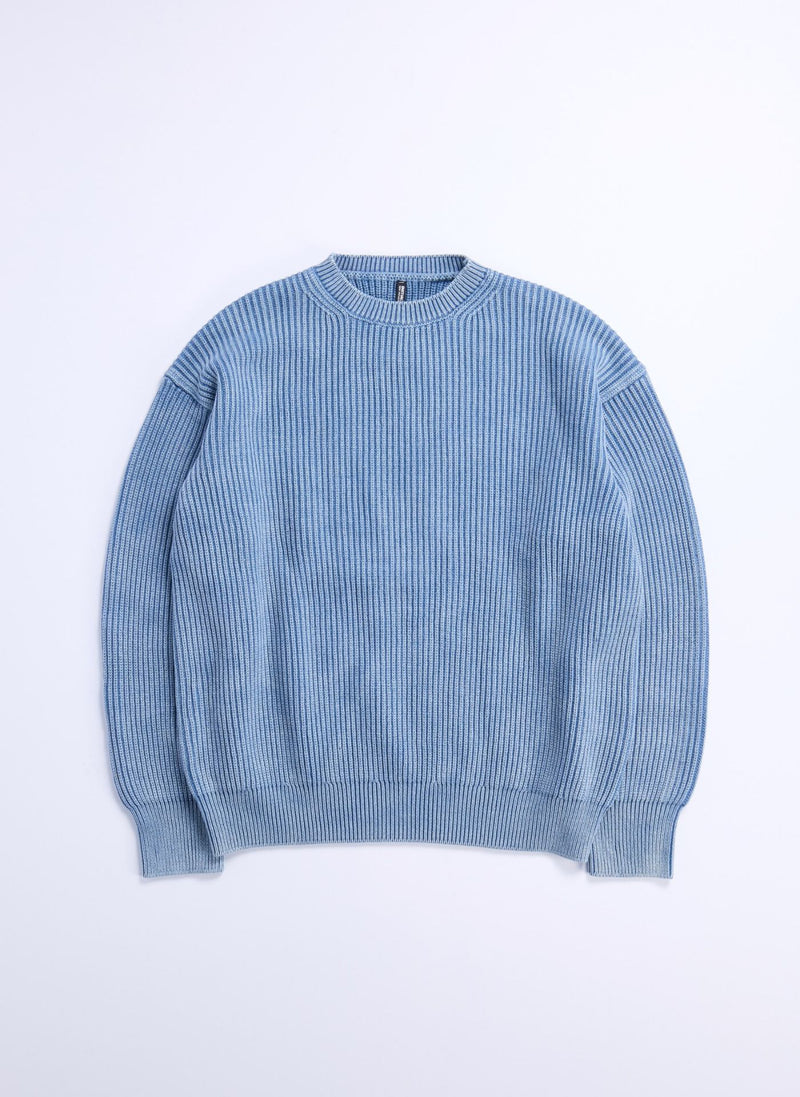 Heavy Washed Cotton Knitted Pullover