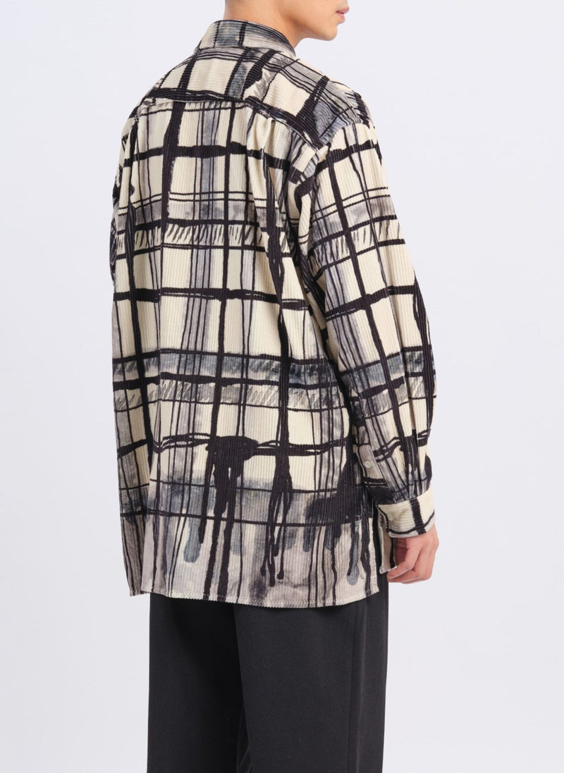 Cotton Corduroy Hand Draw Checkers Shirt