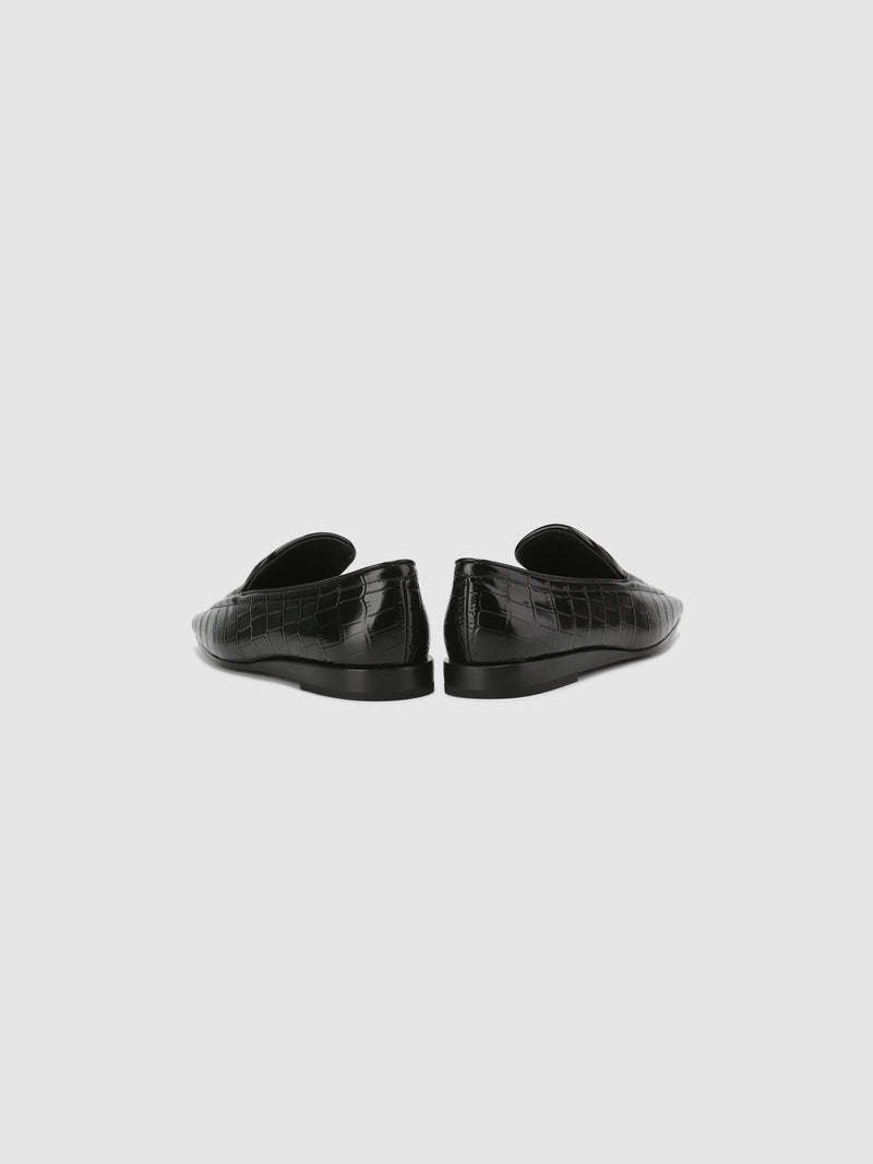 Ladies Embossed-Croc Leather Loafers