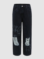 Laser Print Graphic Jeans