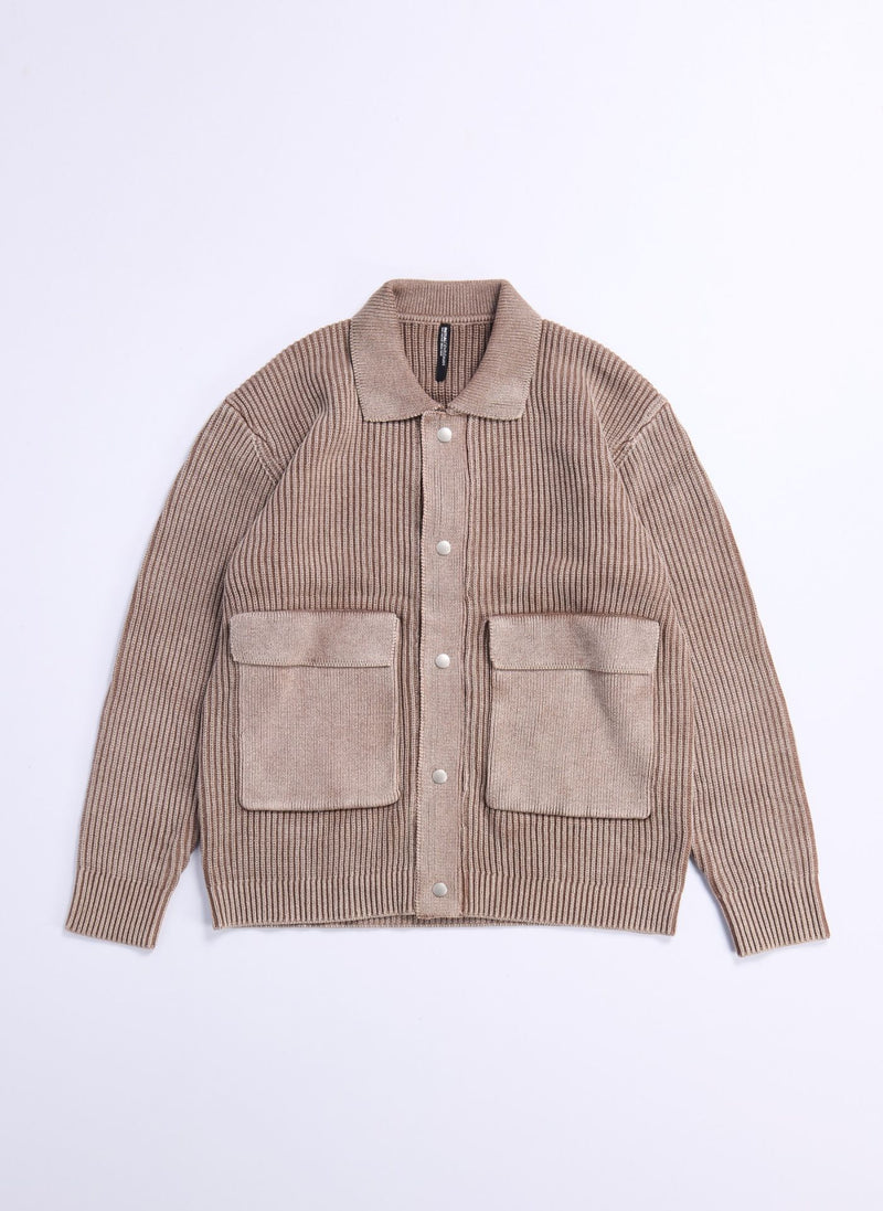 Heavy Washed Knitted Worker Jacket