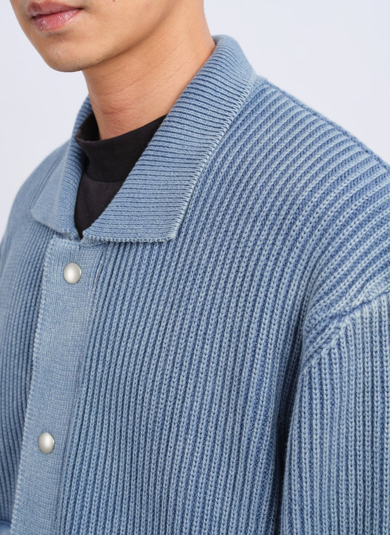 Heavy Washed Knitted Worker Jacket