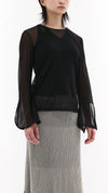 Flare-sleeves Mesh Tee