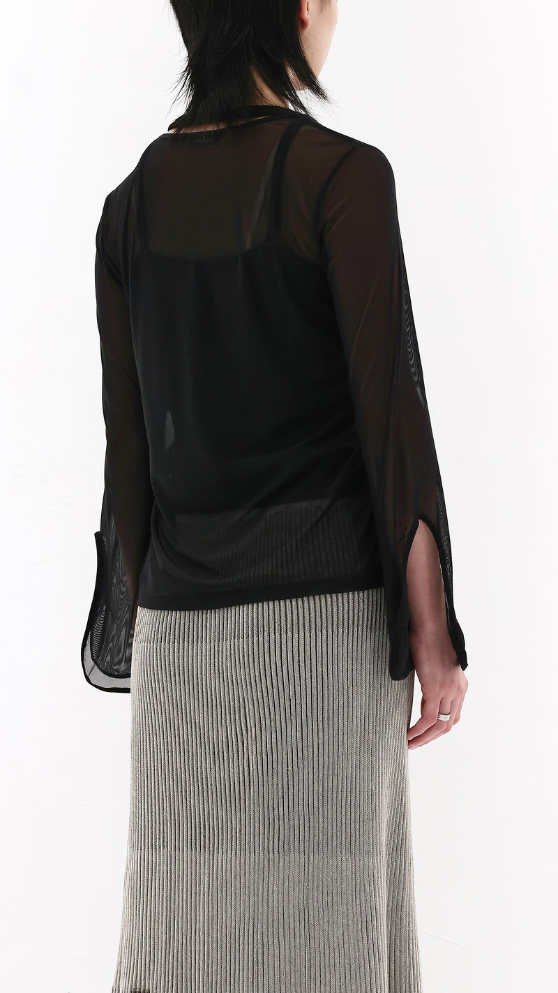 Flare-sleeves Mesh Tee