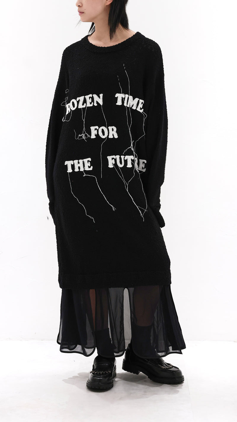 2 in 1 Slogan Knit Dress initialfashion 2 in 1 Slogan Knit Dress initialfashion