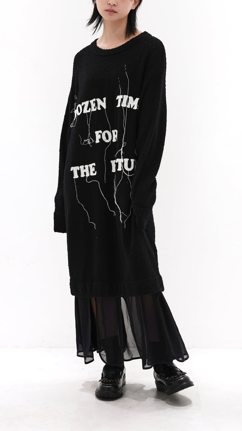 2 in 1 knit dress Two-Piece Long Knit Dress with Sheer Overlay FOR HER NYC OFFICIAL