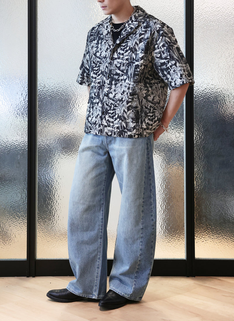 Jacquard Open Collar Shirt