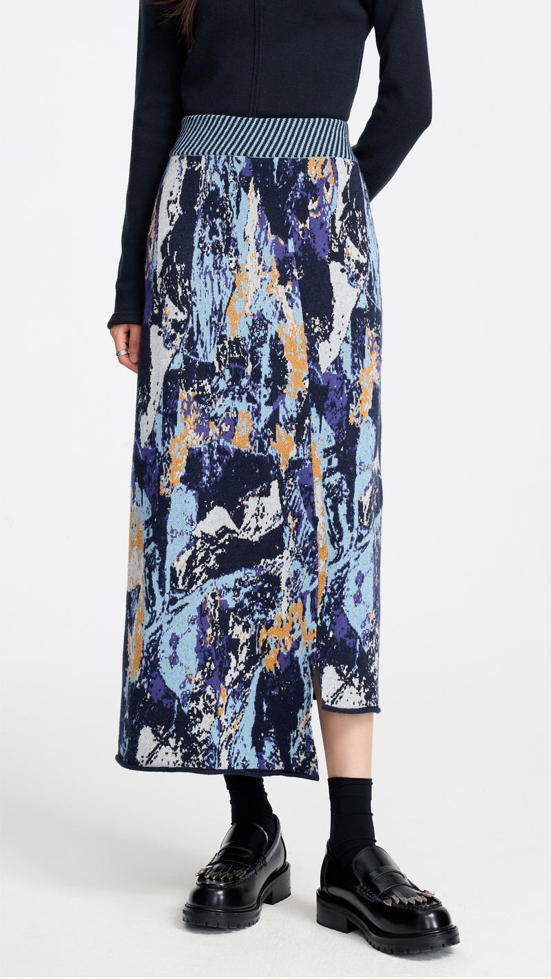 Glitch Camouflage Jacquard Pencil Skirt