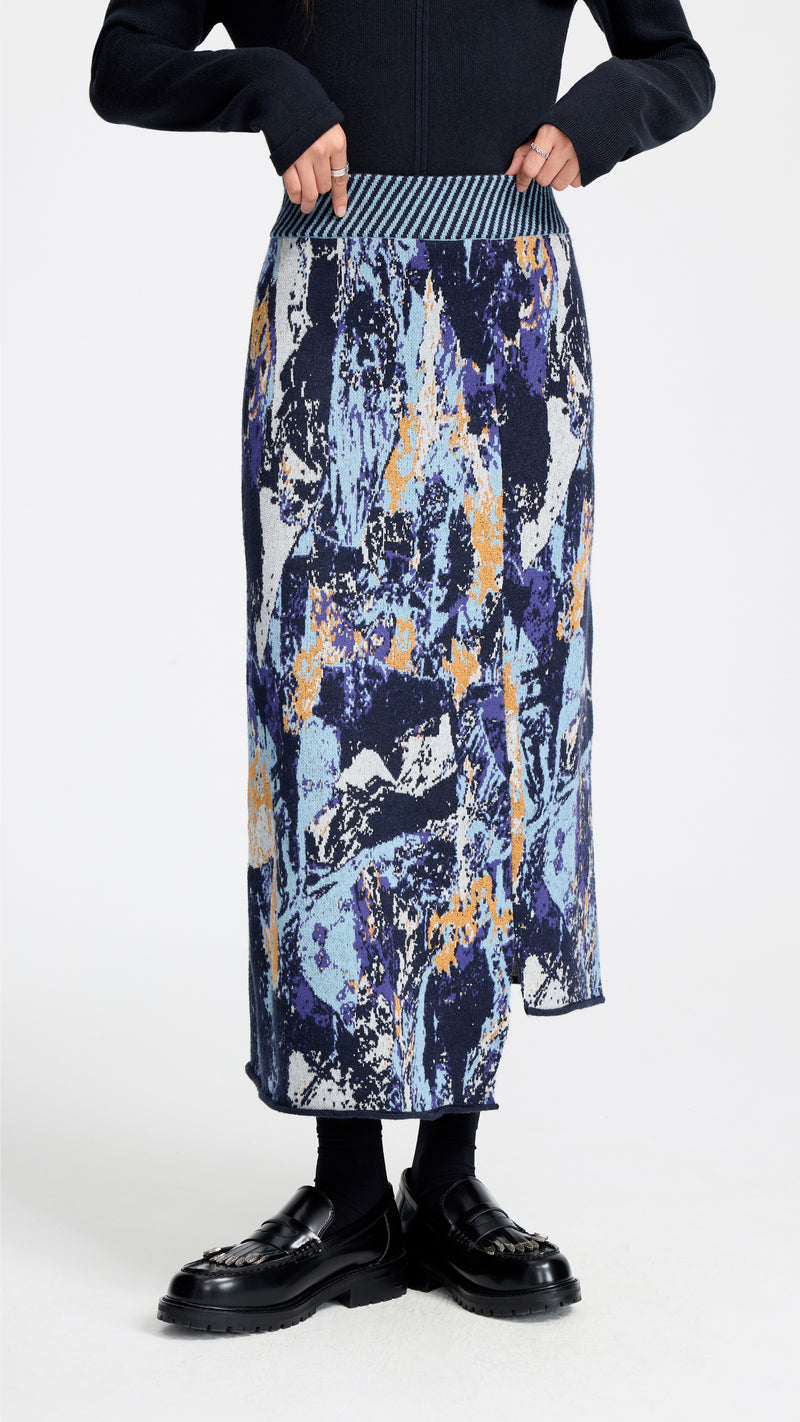 Glitch Camouflage Jacquard Pencil Skirt