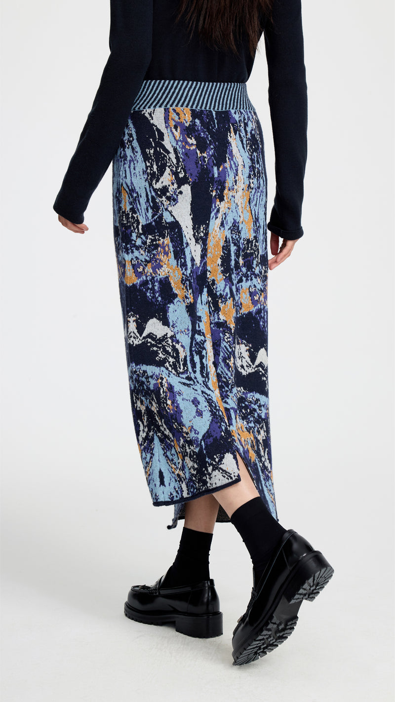 Glitch Camouflage Jacquard Pencil Skirt