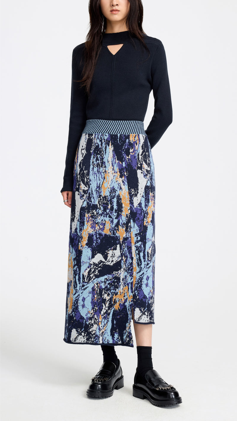 Glitch Camouflage Jacquard Pencil Skirt