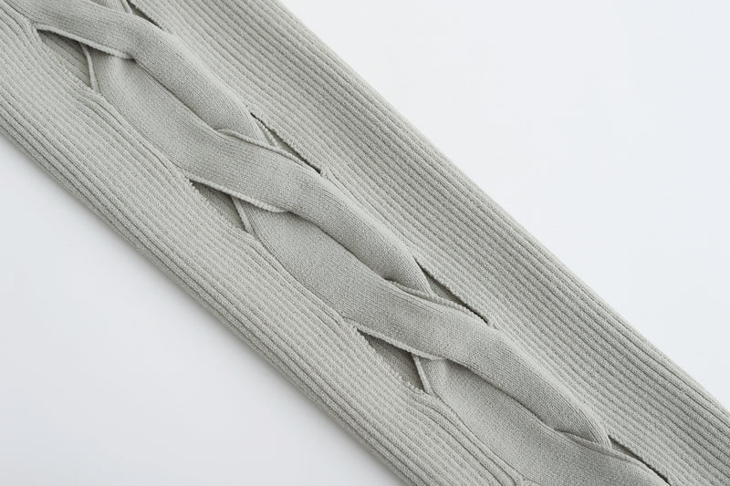 Cropped Lacing Cardigan (Grey)
