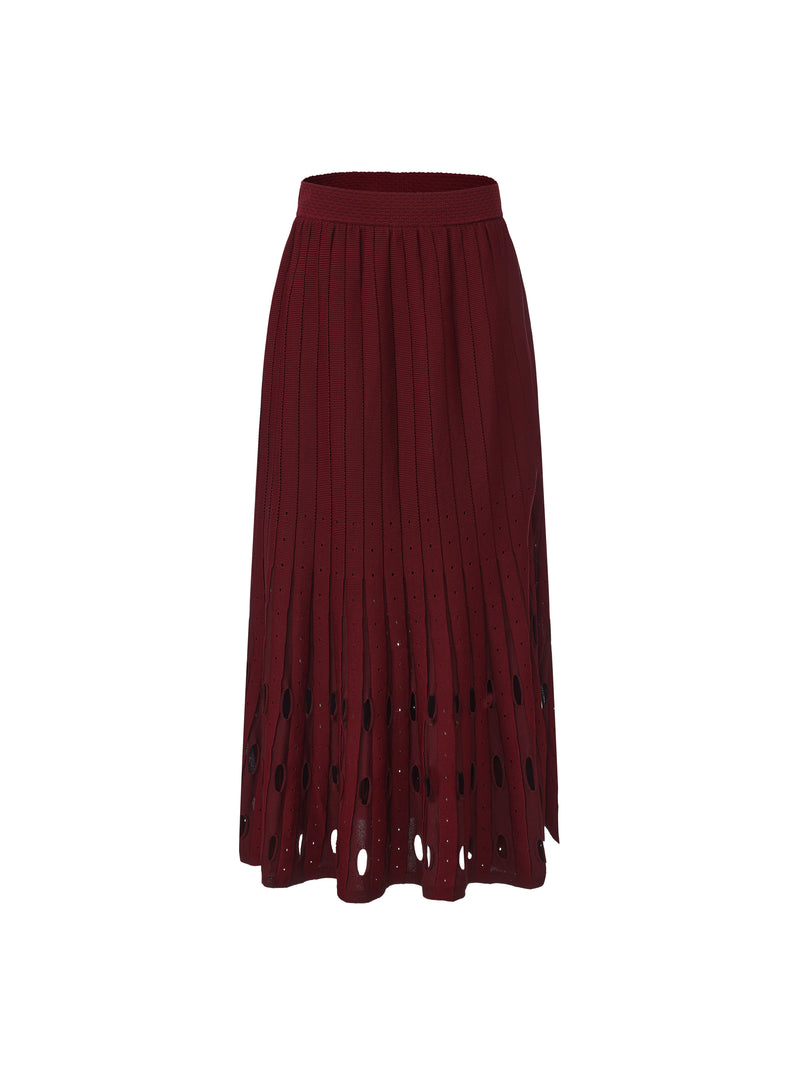 Contrast Color Pleated Knit Skirt