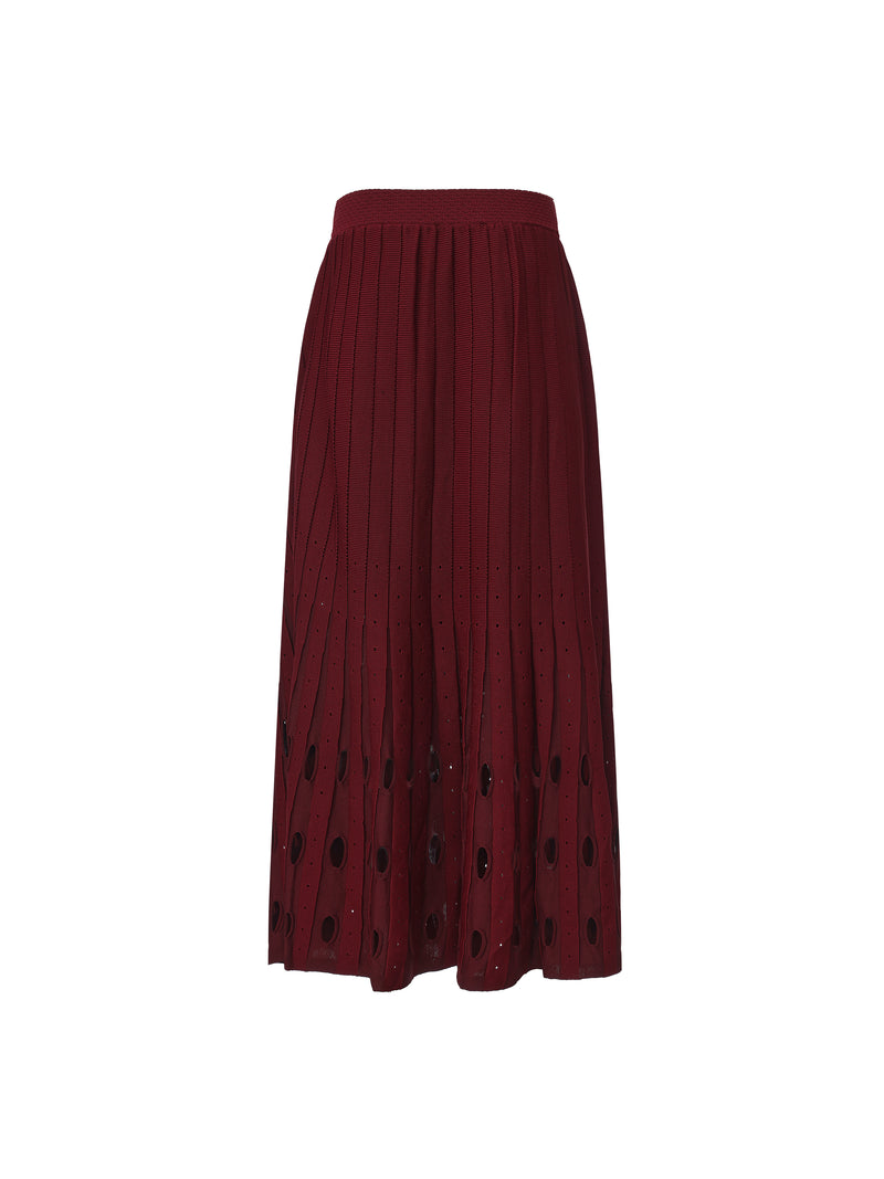 Contrast Color Pleated Knit Skirt