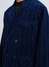 Indigo Cotton Corduroy Double Breasted Soft Blazer