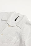 Cotton Nylon Seersucker Open Collar Shirt
