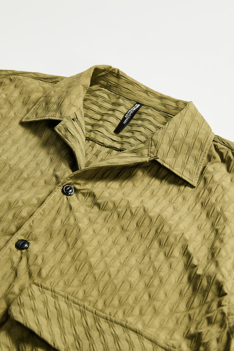 Nylon Spandex Jacquard Open Collar Shirt