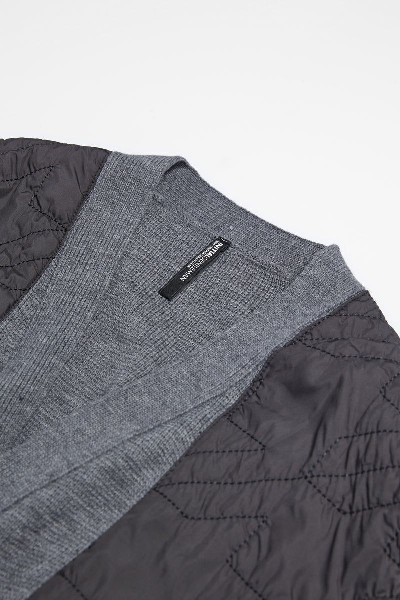 Wool Acrylic Knitting Quilted Houndstooth Blocking Cardigan
