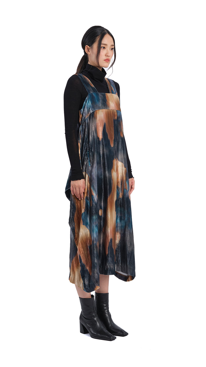 Watercolour Graphic Velour Printed Dress