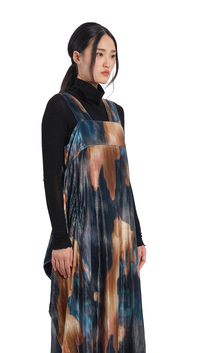 Watercolour Graphic Velour Printed Dress