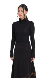 Mock-Neck Wool Tight Top