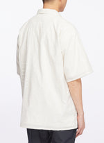 Albini Cotton Jacquard Short Sleeve Open Collar Shirt